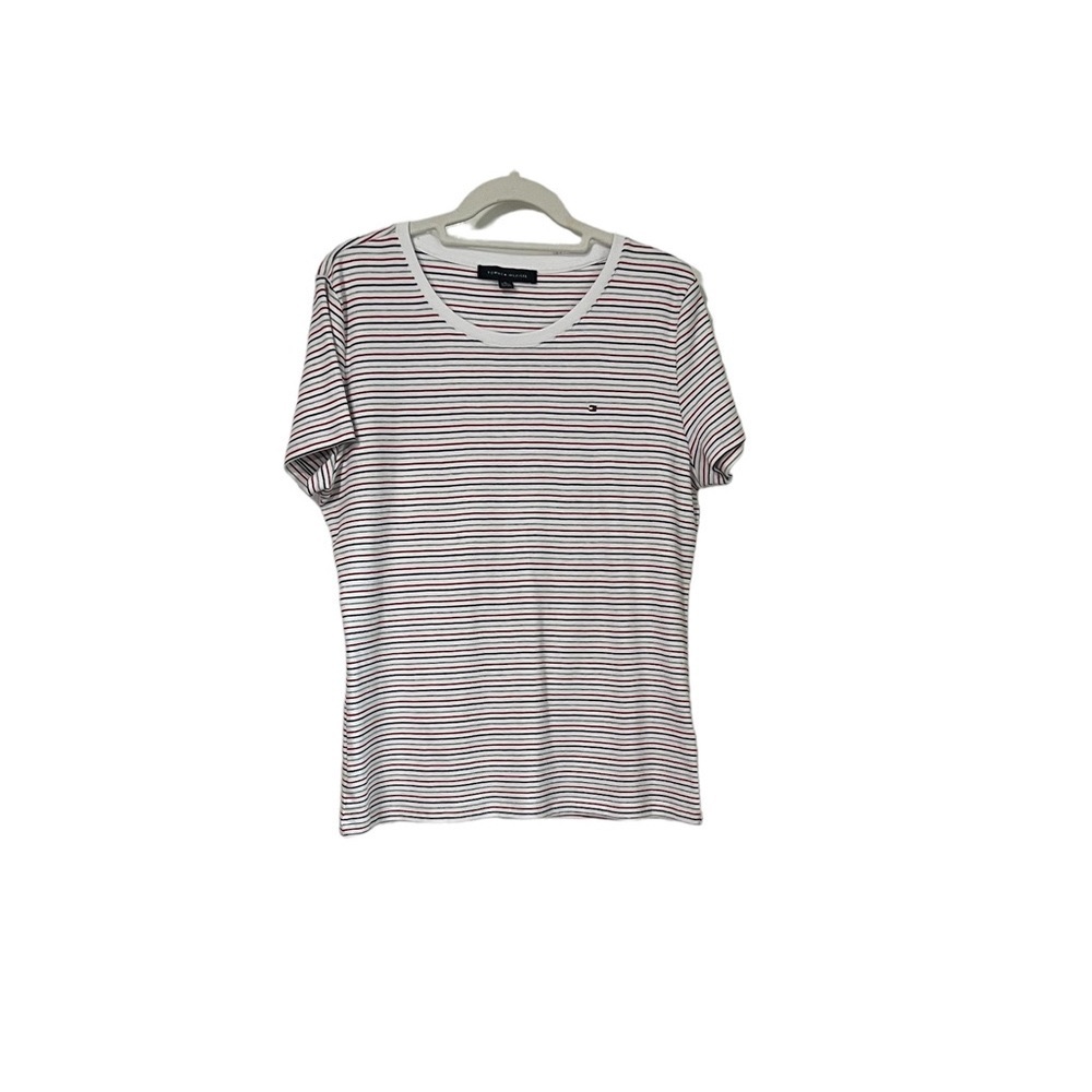 Tommy Hilfiger Classic XL Red, Black, Gray Striped Short Sleeve Tee